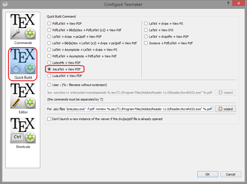 Texmaker configuration